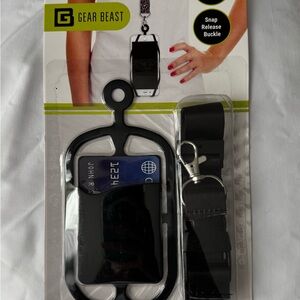 Black Phone Lanyard with Card Holder